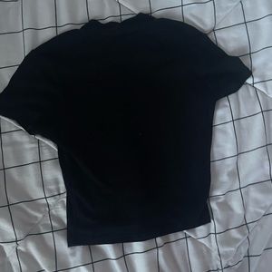 Black turtleneck, crop top